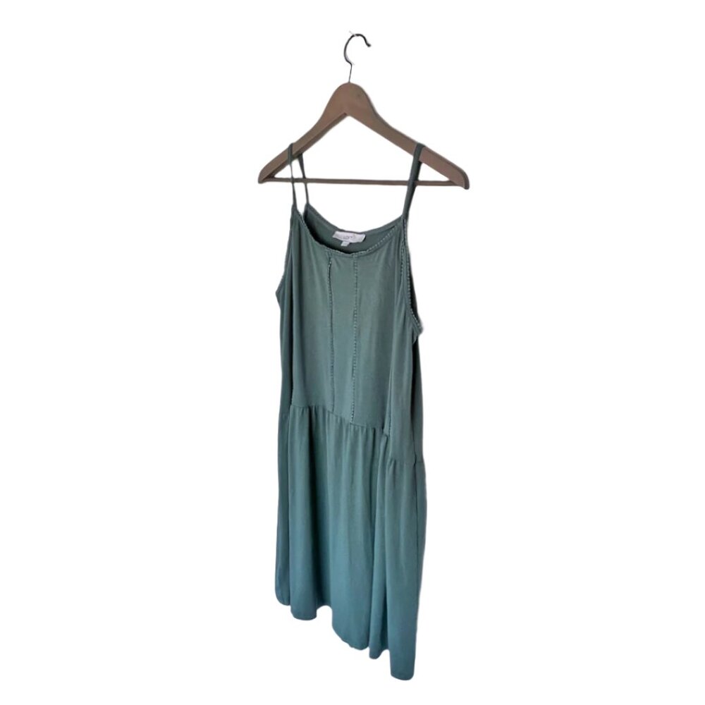 LOFT Soft Green Summer Dress - Tank Style with Eyelet Detail